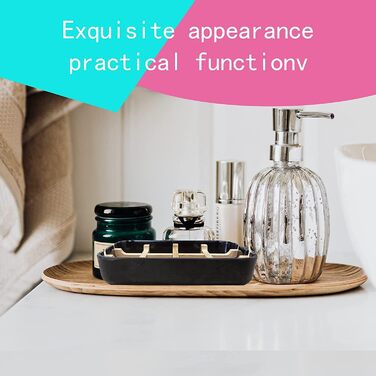 Сучасний тримач для мила та мильниця з бамбукової фібри, чорний, 13x7,6x2,5 см, для кухні, ванної кімнати та барної мийки