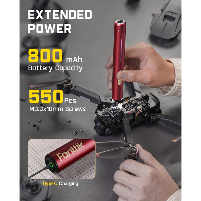 Набір викруток прецизійних Fanttik E2 Ultra 50 в 1 для ремонту iPhone, ноутбуків, годинників, окулярів (червоний)