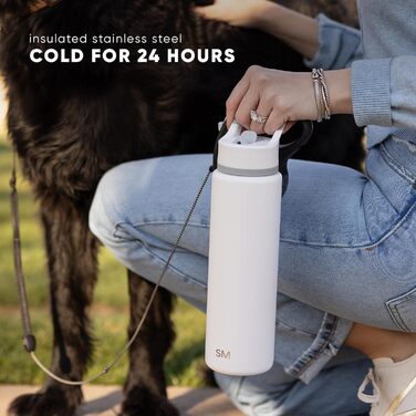 Simple Modern Trinkflasche mit Strohhalm und Chug-Deckel | Stainless Steel Insulated Water Bottle with Straw and Chug Lid for Sports Gym | Summit | 950ml | Checkmate (532 ml, -Winter White)