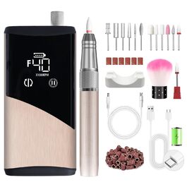 Професійний фрезер для нігтів ENGERWALL M95G: 40000 об/хв, акумулятор 24 год, бездротовий, з LCD, для гелю та акрилу