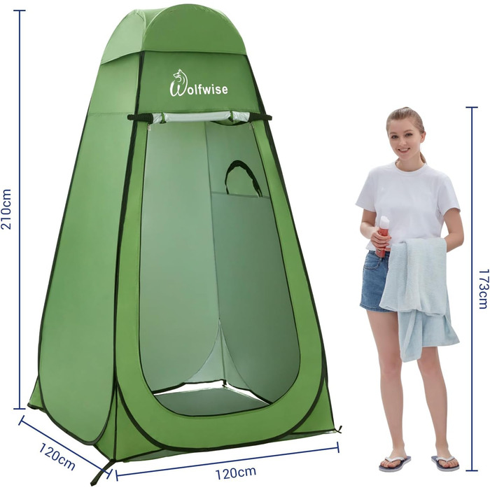 Portable Camping Shower Tent with UV Protection - Toilet Tent, Privacy Tent, Outdoor Toilet Shelter (Green, XL)