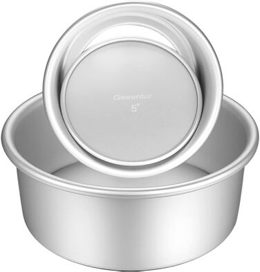 Cake Pan Set - Round Baking Pans made of Anodized Aluminum with Non-Stick Coating, Removable Bottom (2 Sizes: 5