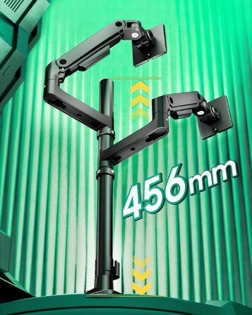 Кронштейн для двох моніторів ARES WING (17-49 дюймів) з USB, вертикальний підвіс один над одним, регулювання висоти, VESA 75/100, до 20 кг на руку, чорний