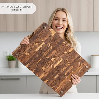 Дошка для нарізання Erreke з тикового дерева (торцевий зріз), 58x38x3,2 см, великий розмір