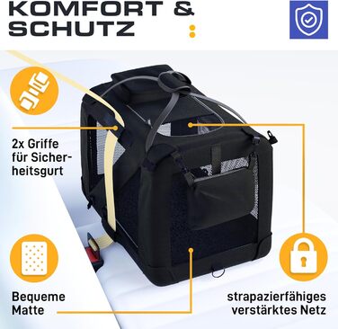 Транспортна переноска для собак та котів, складна, чорна (L, 70x52x52 см)