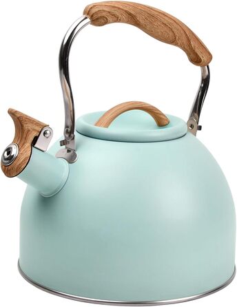 Чайник Wisebom Flötenkessel 3L: Ретро модель з нержавіючої сталі для індукційних та газових плит, з дерев'яною ручкою. Ідеально для чаю та кави.