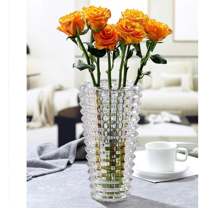 Ваза скляна 23см Kristallglas, циліндрична, прозора для квітів та декору, велика, для дому, подарунок