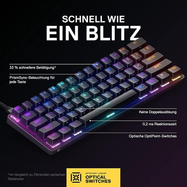 SteelSeries Apex 7 - Механічна ігрова клавіатура з OLED дисплеєм – Німецька (QWERTZ) розкладка – Оптичні перемикачі