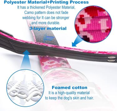 Тактичне нашийник для собак TSPRO, міцний нашийник з металевою застібкою, ширина 3,8 см, регульований, для середніх та великих собак (Camo Rosa M), розмір M (регульований 40-48 см), Camo Rosa