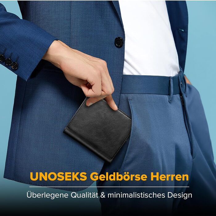 Чоловіче портмоне UNOSEKS з RFID захистом, Slim Wallet з відділенням для монет, картхолдер для кредитних карток (алюміній, карбон, чорний, S-A02)