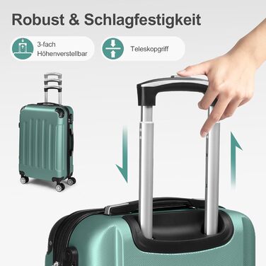 Набір валіз LALAHO 4 шт. з косметичками, з ABS пластику, рожевого кольору (Турквіс, смужки)