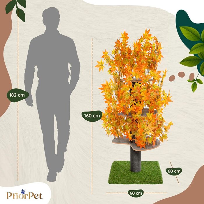 Дерево для котів Kratzbaum Natur - багатоярусне, з висувними елементами, 160 см, безпечні матеріали, патентована міцність