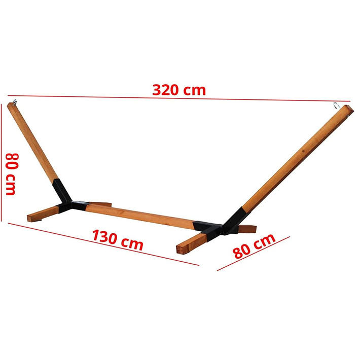 Megaastore Hammock Stand made of Beech Wood up to 90kg | Dimensions: Length: 320cm - Height: 80cm - Width at the bottom: 130cm