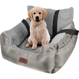 Автокрісло для собак та котів Fareyy, підставка для тварин, подорож, з сумкою та страхувальним ремінцем, водонепроникне, плюшеве, сіро-срібне