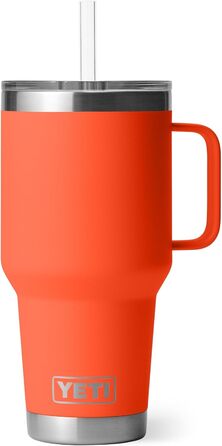 YETI Rambler 35 oz Stainless Steel Vacuum Insulated Straw Mug with Stronghold Lid (Papaya)