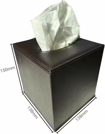 OSCO Tissue Box Cover in Faux Leather, Brown