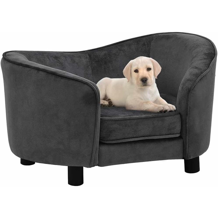 Софа для собак Dunkelgrau від vidaXL, 69x49x40 см: плюшеве ліжко та диванчик для собак та котів