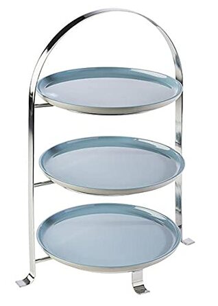 APS Serving Stand - high-quality tiered stand made of chrome-plated metal for 3 plates with a diameter of max. 27 cm - total height 43 cm (plates not included)