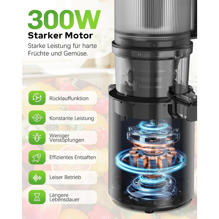 Шнекова соковижималка WIE 135мм Slow Juicer для цілих овочів та фруктів, ємність 2.6л