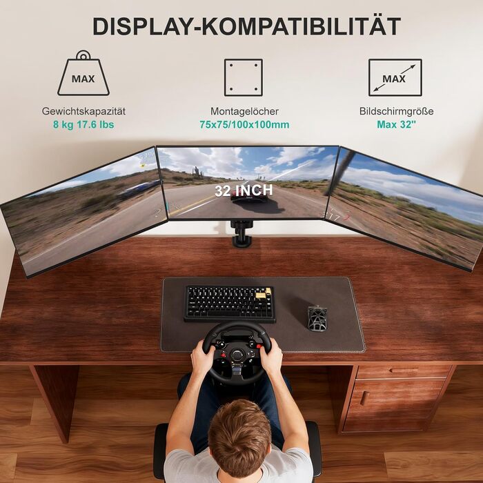 Кронштейн для монітора WALI 13-32 дюйми, регульований однорукий стійка-тримач (навантаження до 9 кг), VESA 75/100 мм, чорний (GSDM001)