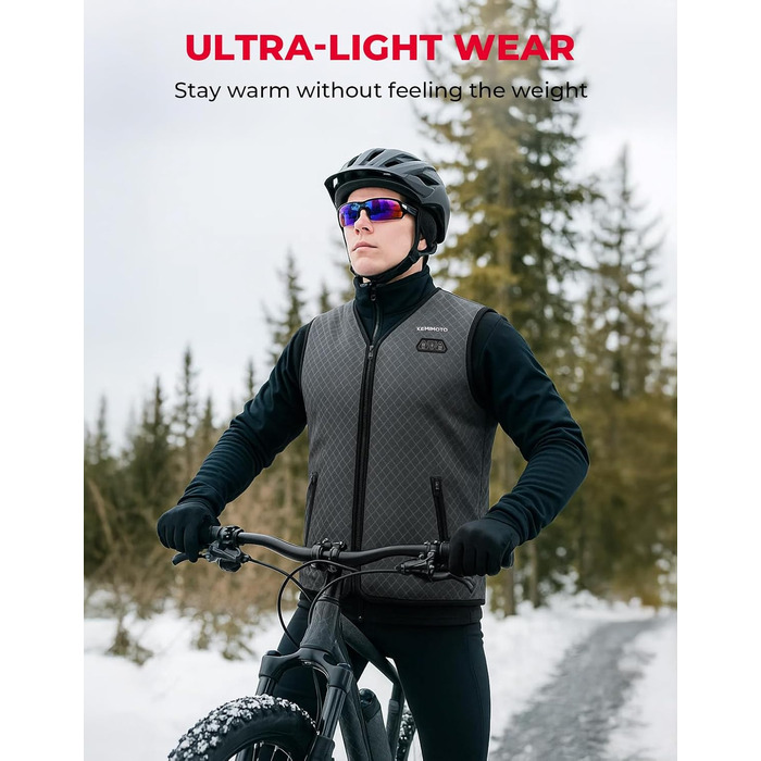 Обогреваемая жилетка KEMIMOTO для мужчин: 6 зон обігріву, 3 рівні нагріву, USB, для катання на лижах, риболовлі, мотоцикла, кемпінгу, сіра