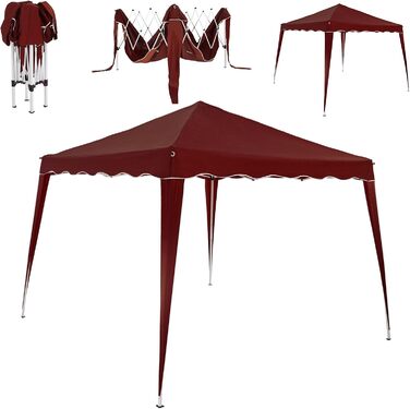 CASARIA® Pavilion Capri 3x3m Pop-Up UV Protection 50+ Waterproof Winter-Ready with Bag Foldable Stable Camping Garden Pop-Up Pavilion Party Tent (Red)