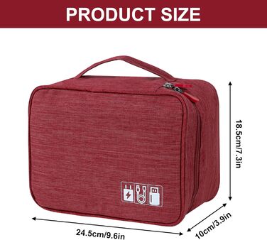 Водонепроникна сумка-органайзер для кабелів та аксесуарів: USB-накопичувачі, SD-карти, Power Bank (червона)