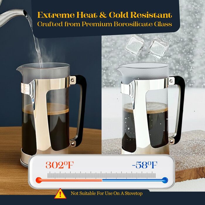 ESPRO P5 French Press: Френч-прес з подвійним мікрофільтром, 950 мл, Borosilikatglas