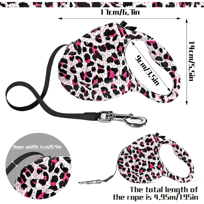 Рулетка для собак, висувна повідка 5 м для маленьких та середніх собак до 15 кг, повідка-рулетки для прогулянок, бігу, тренувань