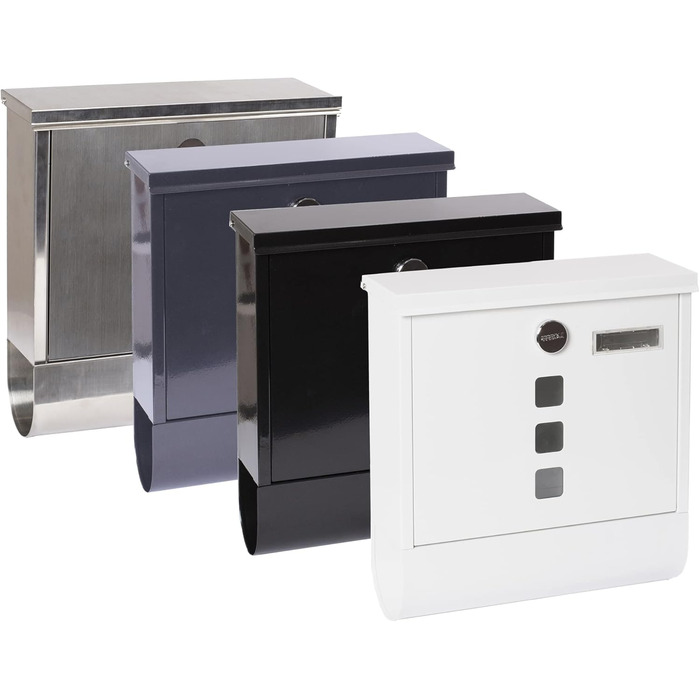 Поштовий ящик ARREGUI Chance E7005 сталевий з газетницею, сірий антрацит (DIN A4) | Настінний поштовий ящик з вікном та табличкою для імені