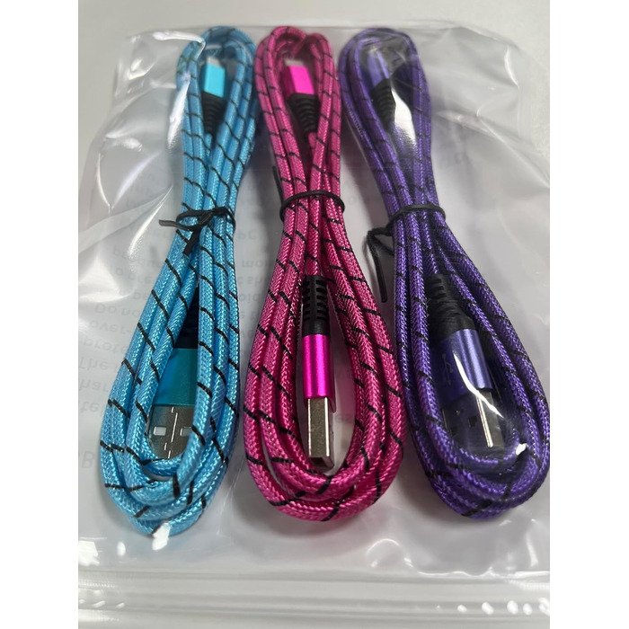 Кабель USB Type-C, 3 шт. [3M+2M+1M] для Samsung, Huawei, Xiaomi. Швидка зарядка, передача даних, нейлон