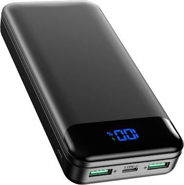 Enerwow Power Bank 27000mAh: Швидка зарядка 30W PD, Digital Display, USB-C, для iPhone 15/14/13/12 Pro Max та інші пристрої, чорний