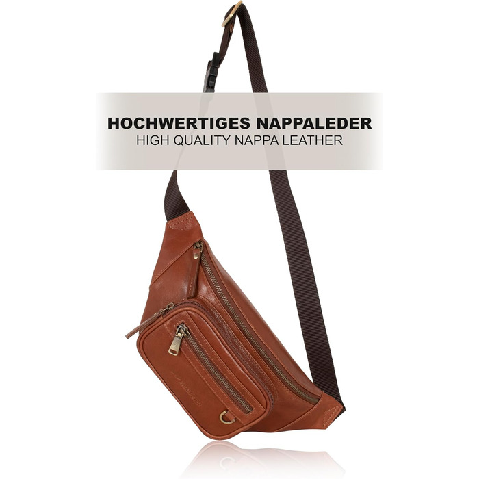 Чоловіча поясна/животна сумка Marc Peter® Varadero з натуральної шкіри Наппа | Сумка на пояс/через плече | Vintage коричневий