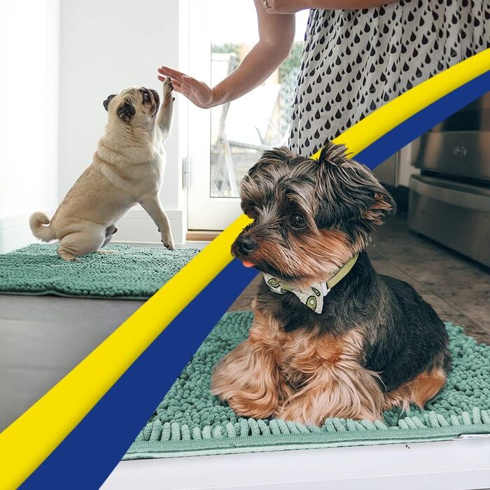 Гігроскопічний килимок для ванної та кухні Muddy Mat з мікрофібри та шенілю, протиковзкий вологий килим для дому та домашніх тварин, синій, M (76.2x48.2 см)