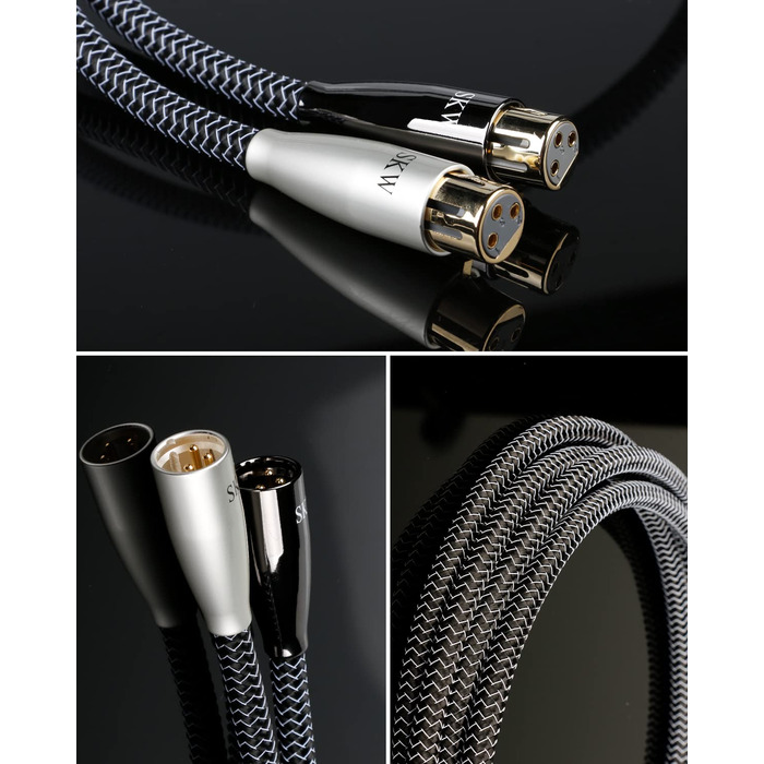 Акустичний кабель для колонок SKW з банановими роз'ємами, мідно-срібляний пліт, 3м, для Hi-Fi систем, підсилювачів та домашнього кінотеатру