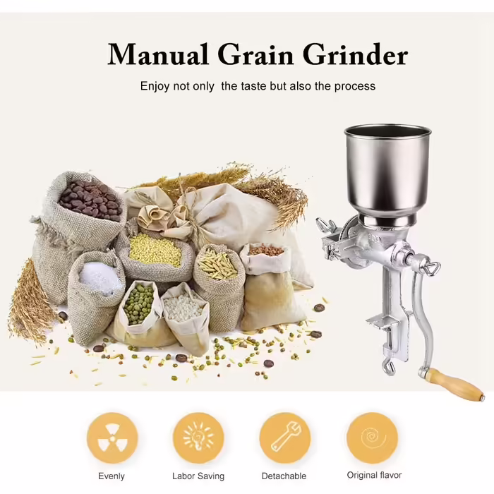 Manual Grinder, Table Clamp Corn Mill Grain Mill, Manual Mill Manually with Large Cast Iron Hopper for Grains, Seeds, Coffee, Corn, Pepper, Nuts 43 x 28 x 16 cm
