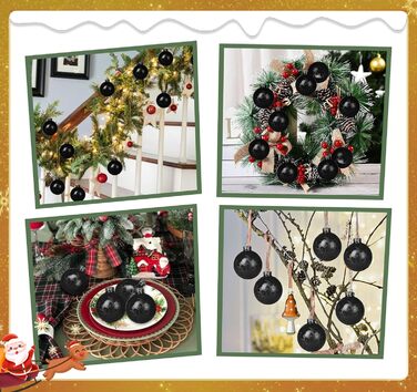 Скляні кулі Hengsong на Різдво: 24 шт. чорні та золоті, 6 см. Декорації для ялинки, різдвяний декор