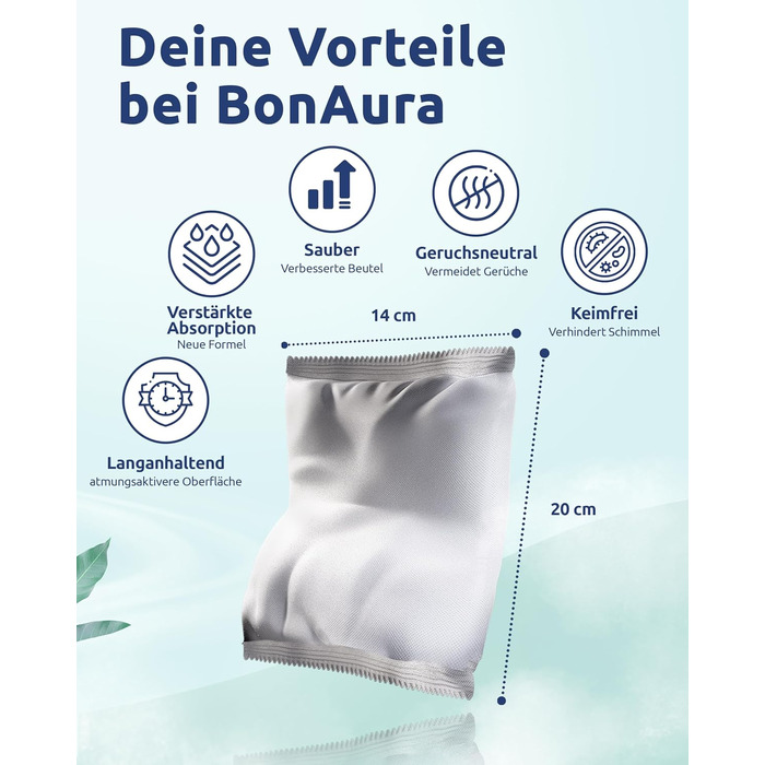 Зволожувач повітря BonAura® без електроенергії для підвалів, ванних кімнат та інших приміщень. У комплекті 980г зволожуючого наповнювача. Гранули зволожувача та осушувача повітря в наборі. Захист від плісняви (4 x наповнювач)
