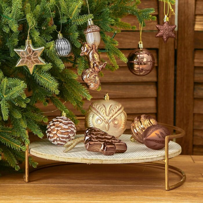 Набір прикрас на ялинку Alupssuc: 96 шт, білки, міцні золоті пластикові кулі, антична бронза