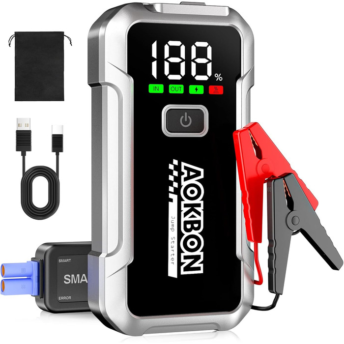 Powerbank для автомобіля Starthilfe 7000A 12V: Зарядний пристрій для авто з LED-ліхтариком, підходить для бензинових та дизельних двигунів до 10.0 л