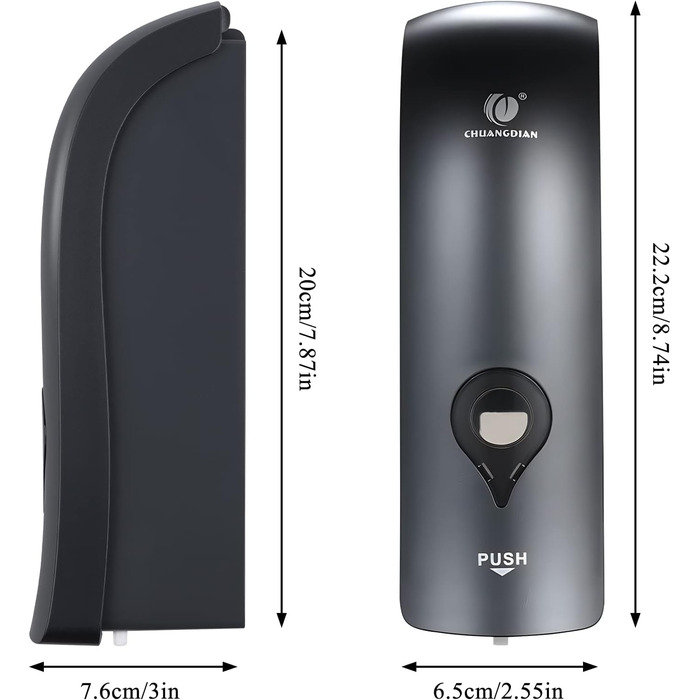 Дозатор мила настінний без свердління, 300 мл, ручний, для душу/шампуню/дезінфікуючого засобу, чорний/білий/золотий, опція сіро-чорний