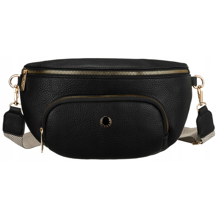 Поясна сумка-месенджер Peterson чорна, екошкіра, на плече, 4 кишені
