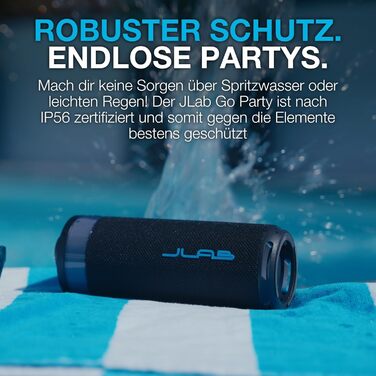 JLab Go Party: Портативна Bluetooth колонка з RGB підсвіткою, IP56 (10W, 16+ годин, Mulberry)
