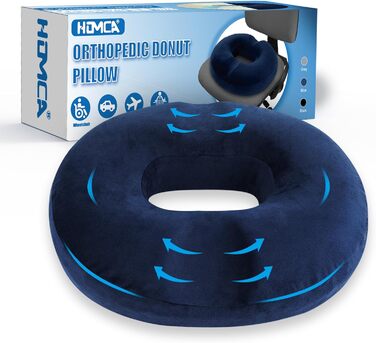 Подушка для геморою HOMCA, ортопедична, з memory foam, 45x40x9 см (блакитна)