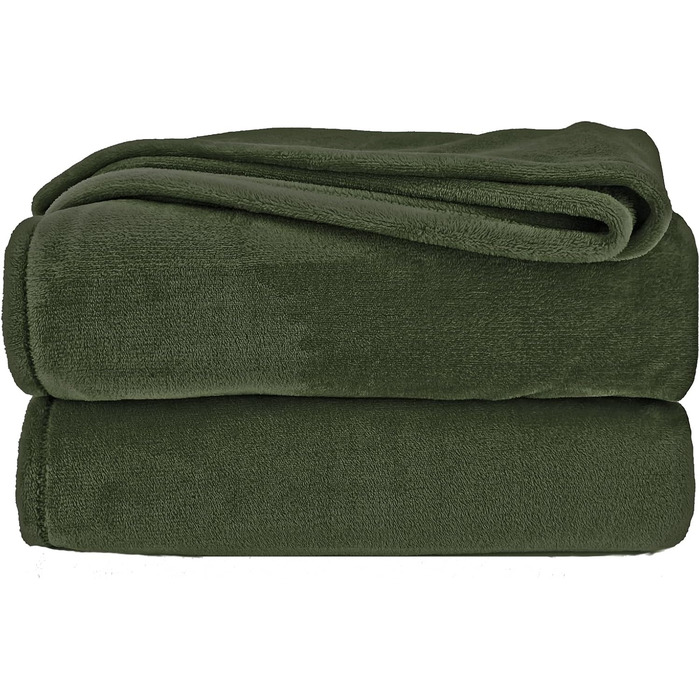 Плед Heimtextland Kuscheldecke: теплий, м'який фланелевий плед 150x200 см, бежевий (240x220 см, оливковий), без ворсу, сертифікат Öko-Tex
