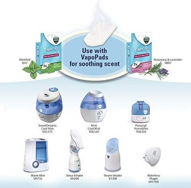 Зволожувач повітря Vicks Mini Cool Mist Ultraschall VUL525 (VP Menthol) - компактний, тихий, для сну, кашлю та застуди