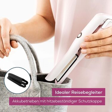 Випрямляч для волосся Beurer HS 20 Akku з USB-зарядкою, рожевий, для подорожей, 3 температурні режими, швидкий нагрів