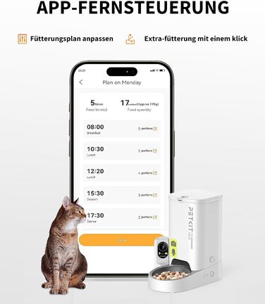 Автоматичний годівниця для котів та собак PETKIT з камерою та WiFi, 3L, програмування, 1-5 прийомів їжі