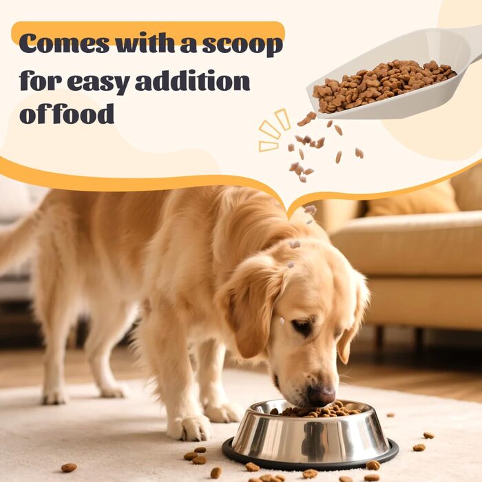 Контейнер для корму для собак та котів Nobleza, 40л, з датою виробництва, з роликами, повітряний, прозорий