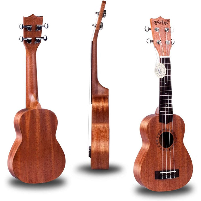 Укулеле Everjoys Sopran 21 дюйм: стартовий набір для дорослих з чохлом, тюнером, нотами та плектром